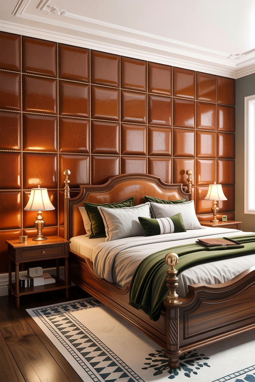 Leather wall tiles - 30 bedroom textured walls