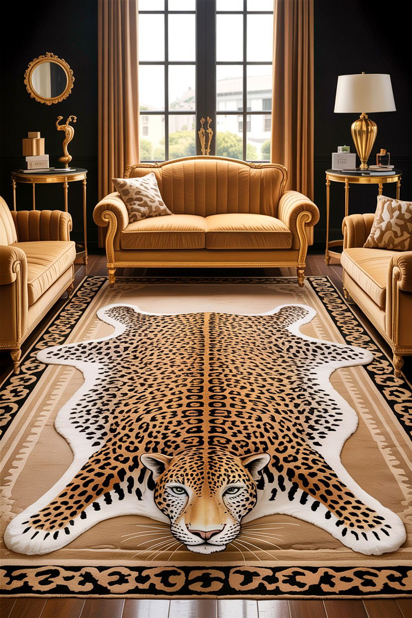 Leopard Print Rug - 30 Hollywood living room ideas