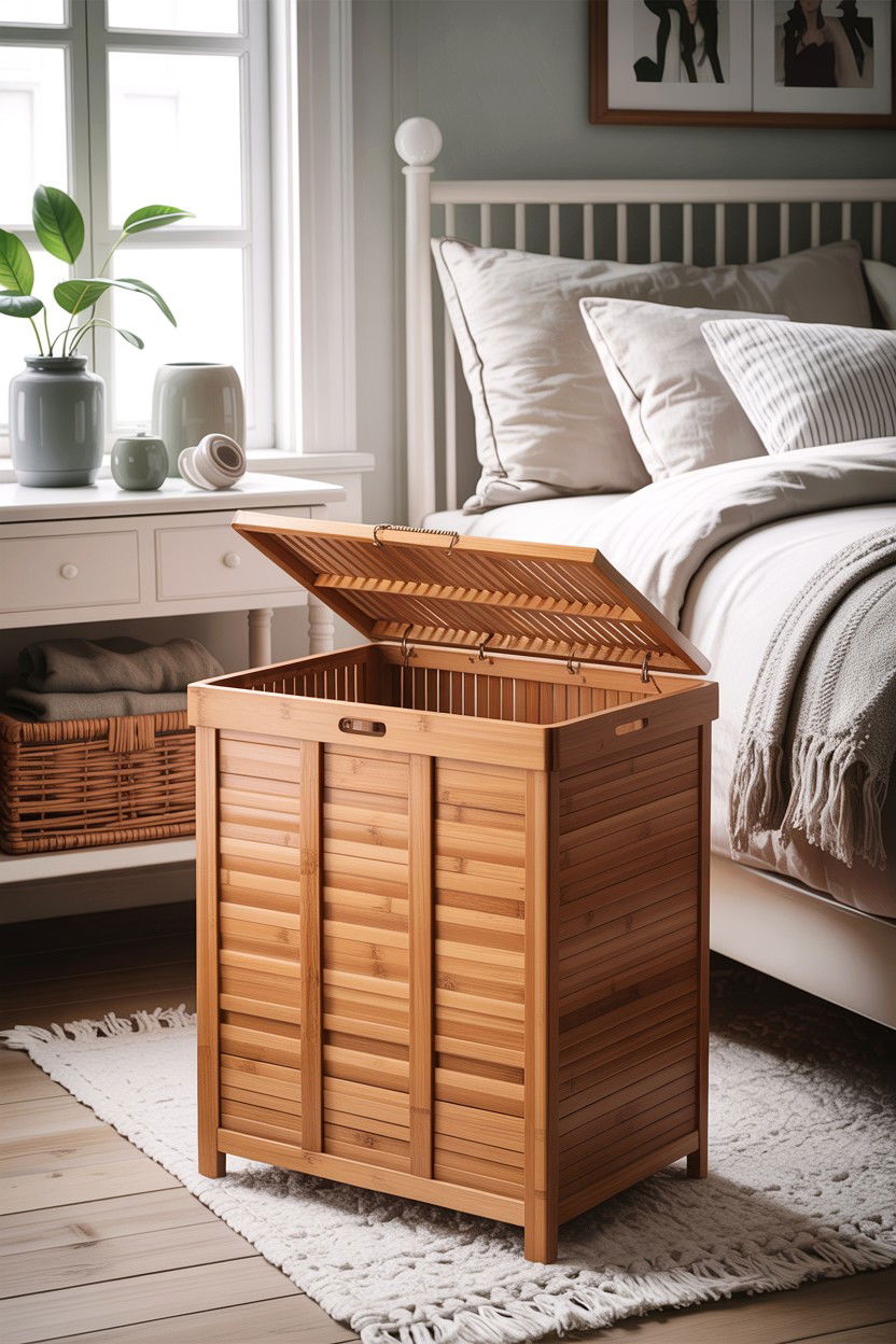 Lidded Bamboo Hamper - 30 bedroom laundry baskets