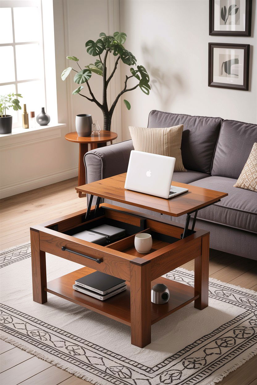 Lift Top Coffee Table - 30 small living room space storage ideas