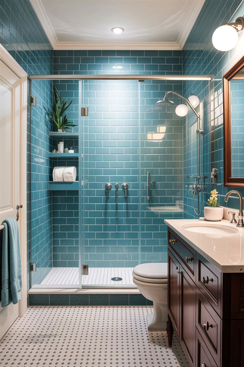 Light Blue Subway Tile - 30 light blue bathroom ideas