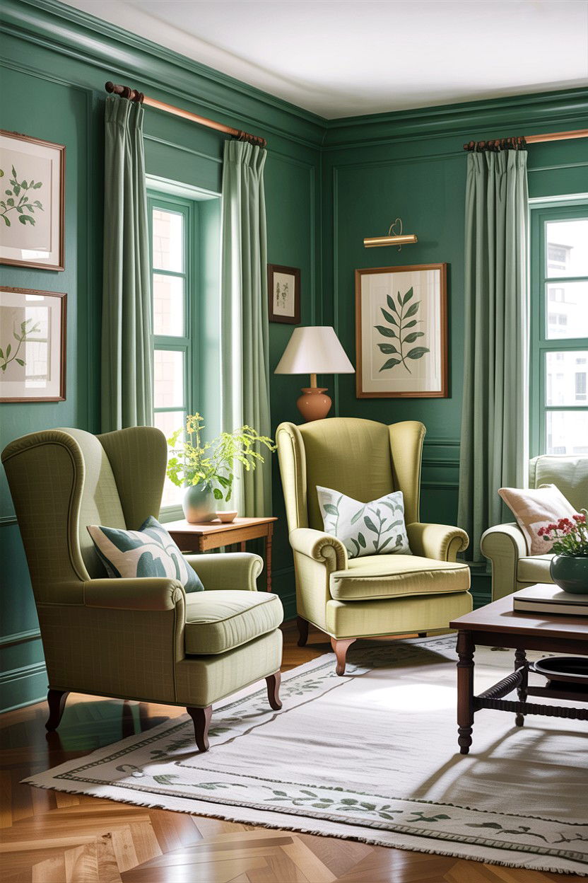 Light Green Airy Living Room - 30 traditional green living room ideas