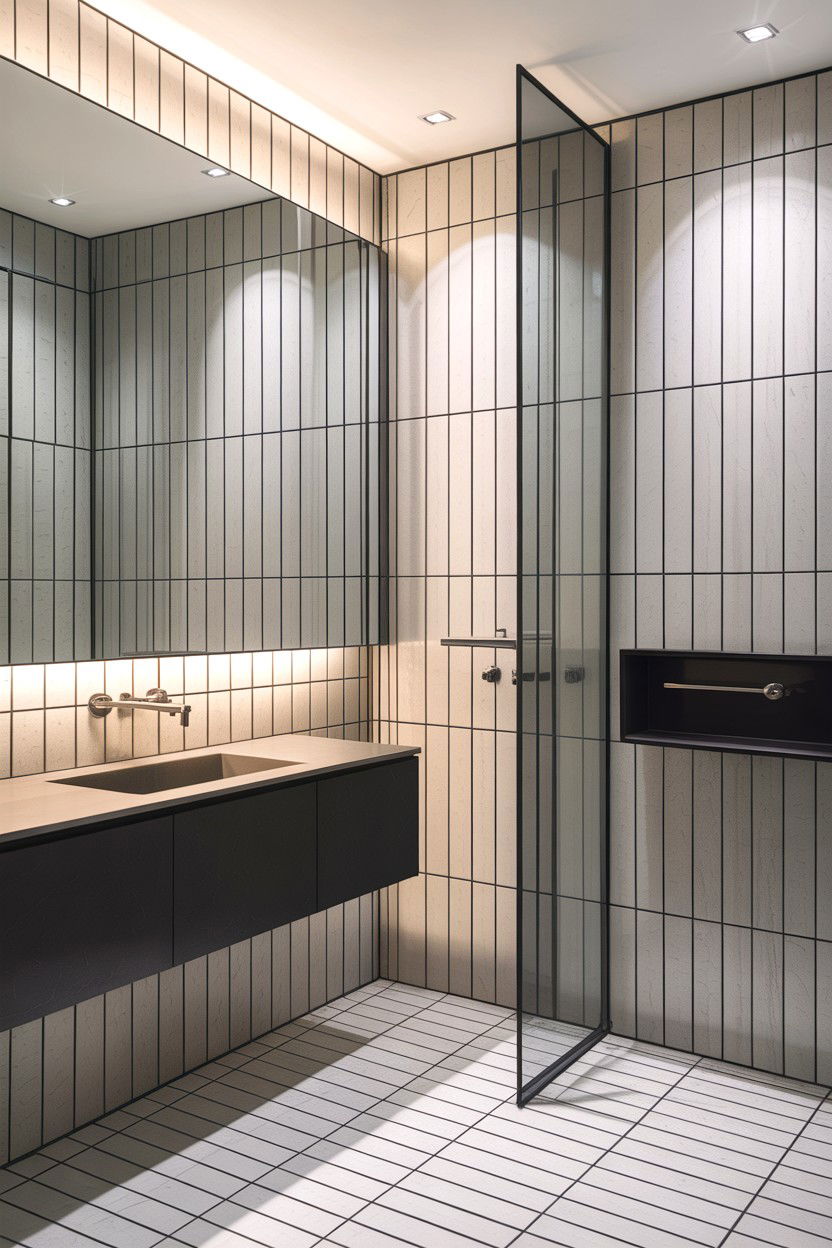 Light Grey Tile Black Grout - 30 contrasting grout bathroom ideas