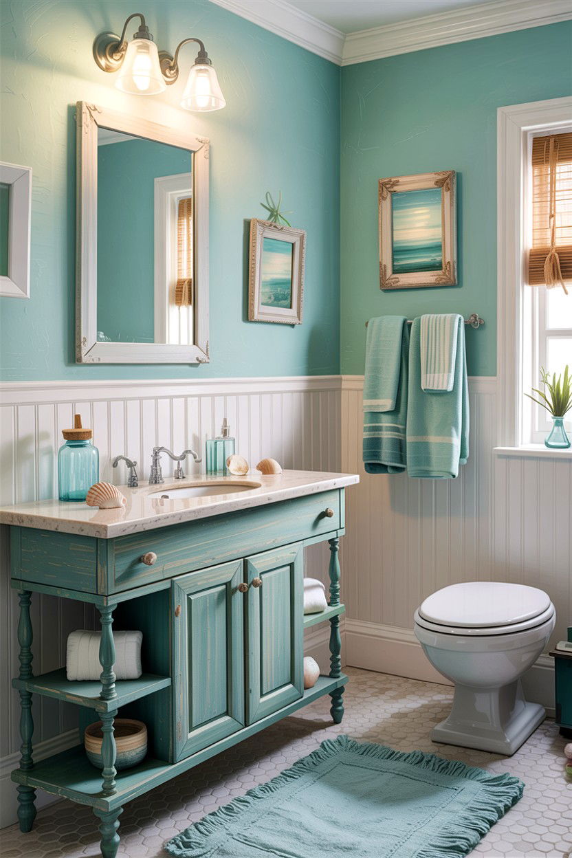 Light Teal Coastal Bathroom - 30 teal bathroom design ideas