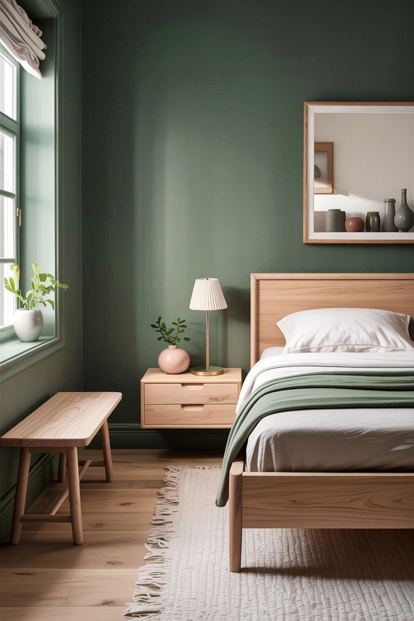 Light Wood Bedroom Furniture - 30 scandinavian green bedroom ideas