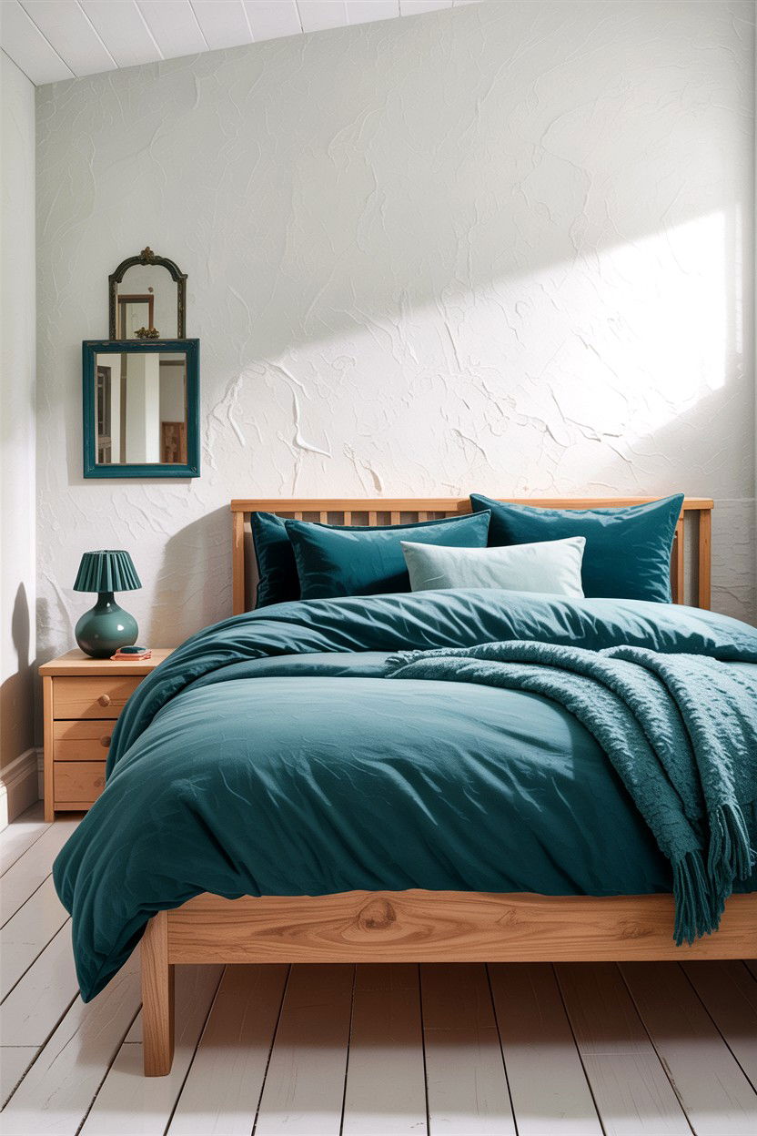 Light Wood Furniture Teal Bedding - 30 scandinavian teal bedroom ideas