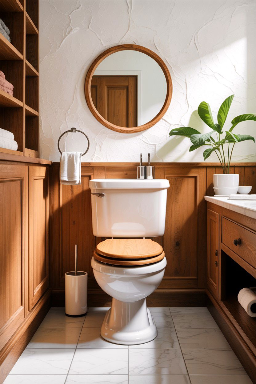 Light Wood Seat Toilet - 30 comfort height toilet ideas
