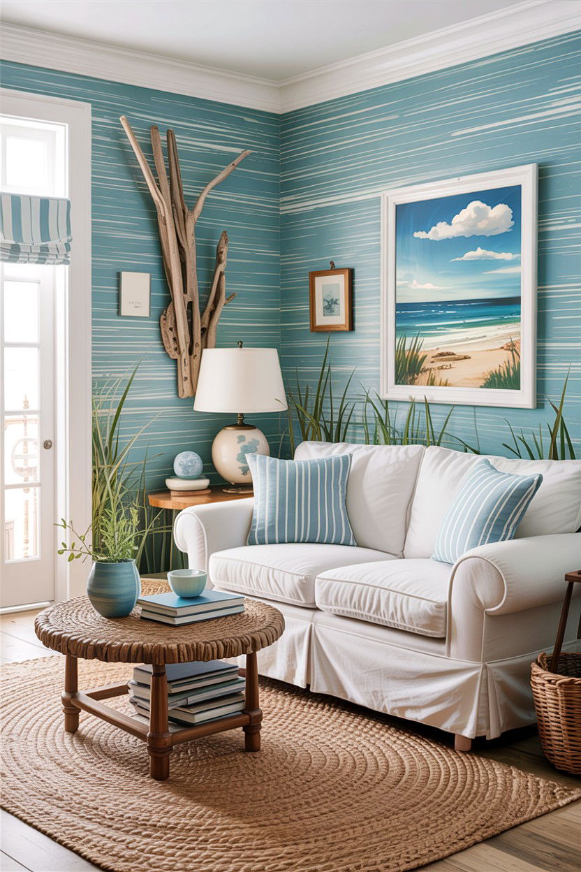 Light blue seagrass wallpaper - 30 living room grasscloth wallpapers