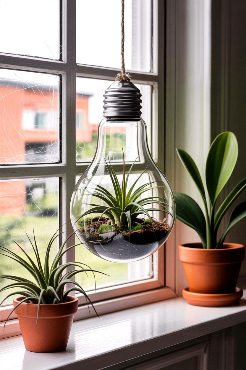 Light bulb terrarium - 30 bedroom terrariums