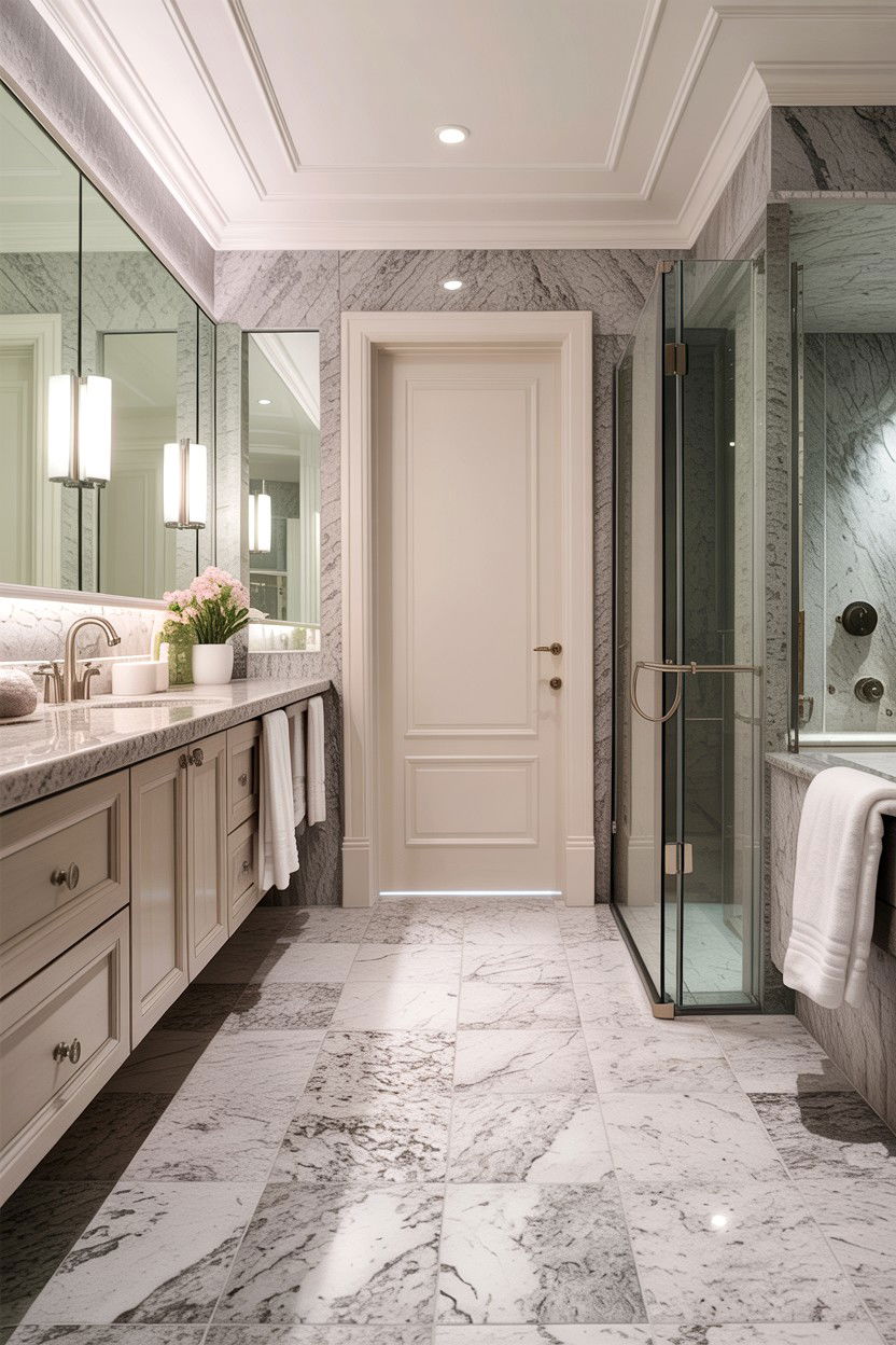 Light granite bathroom floor - 30 granite bathroom ideas