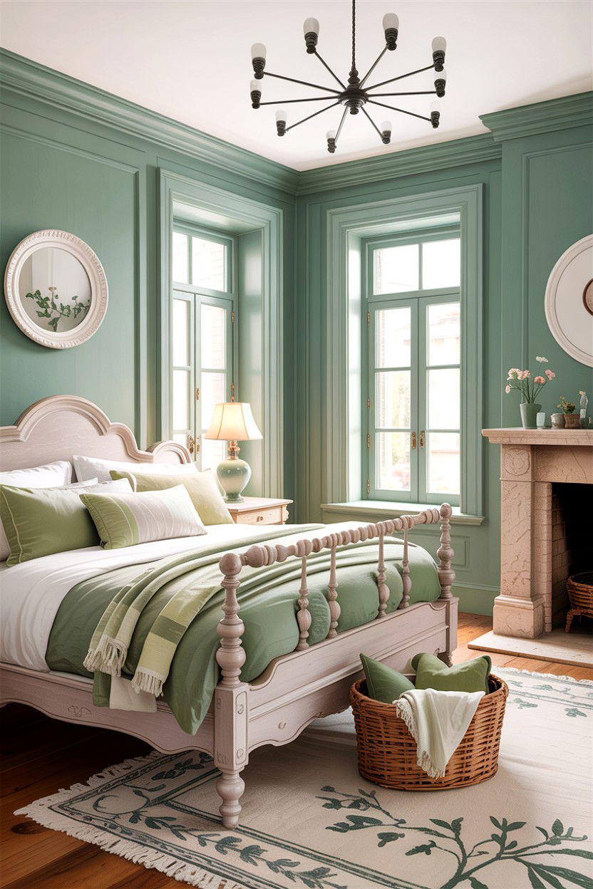 Light green bedroom - 30 rustic green bedroom ideas