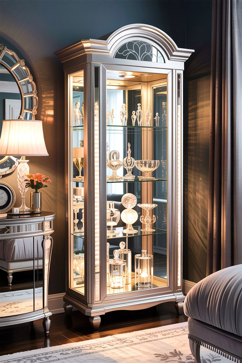 Lighted Curio Cabinet - 30 bedroom collection display ideas