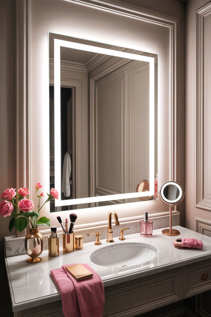 Lighted Makeup Mirror - 30 bathroom accessories ideas