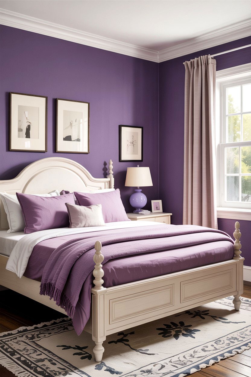 Lilac Accent Wall - 30 lilac bedroom ideas