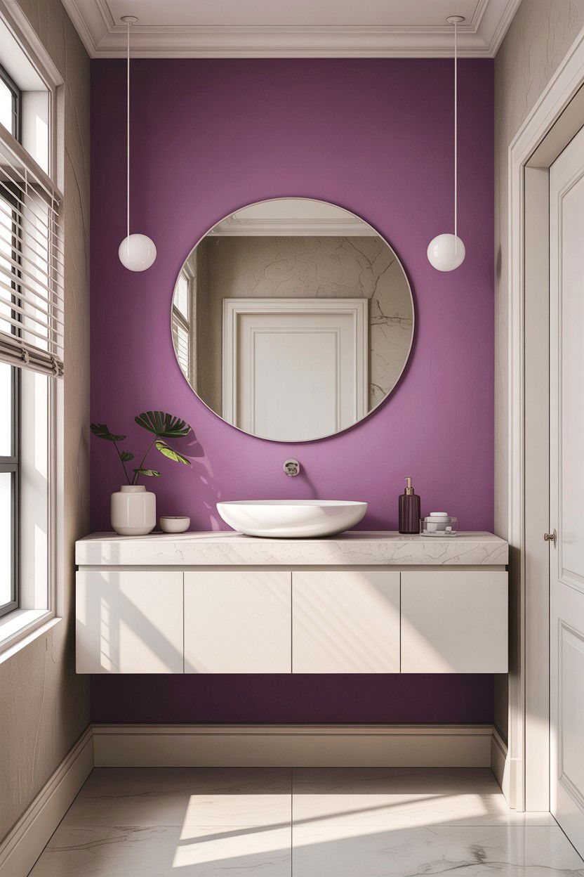 Lilac Accent Wall - 30 lilac bathroom ideas