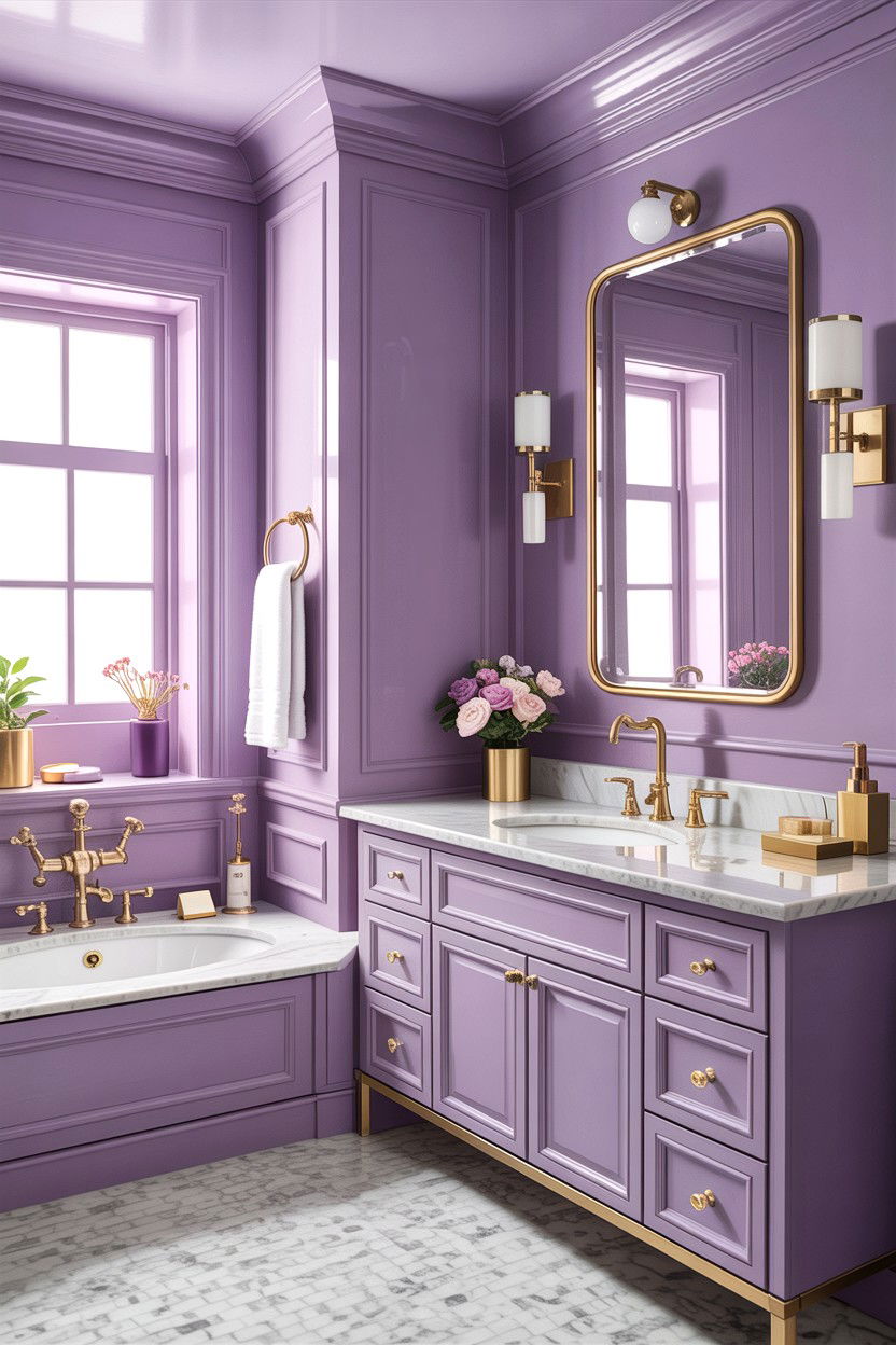 Lilac And Brass Bathroom - 30 lilac bathroom ideas
