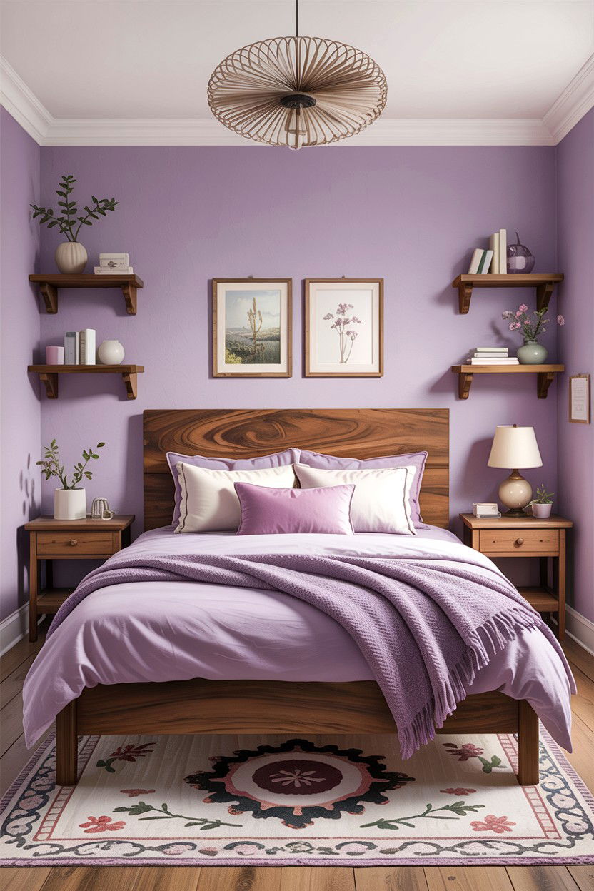 Lilac And Wood Bedroom - 30 lilac bedroom ideas
