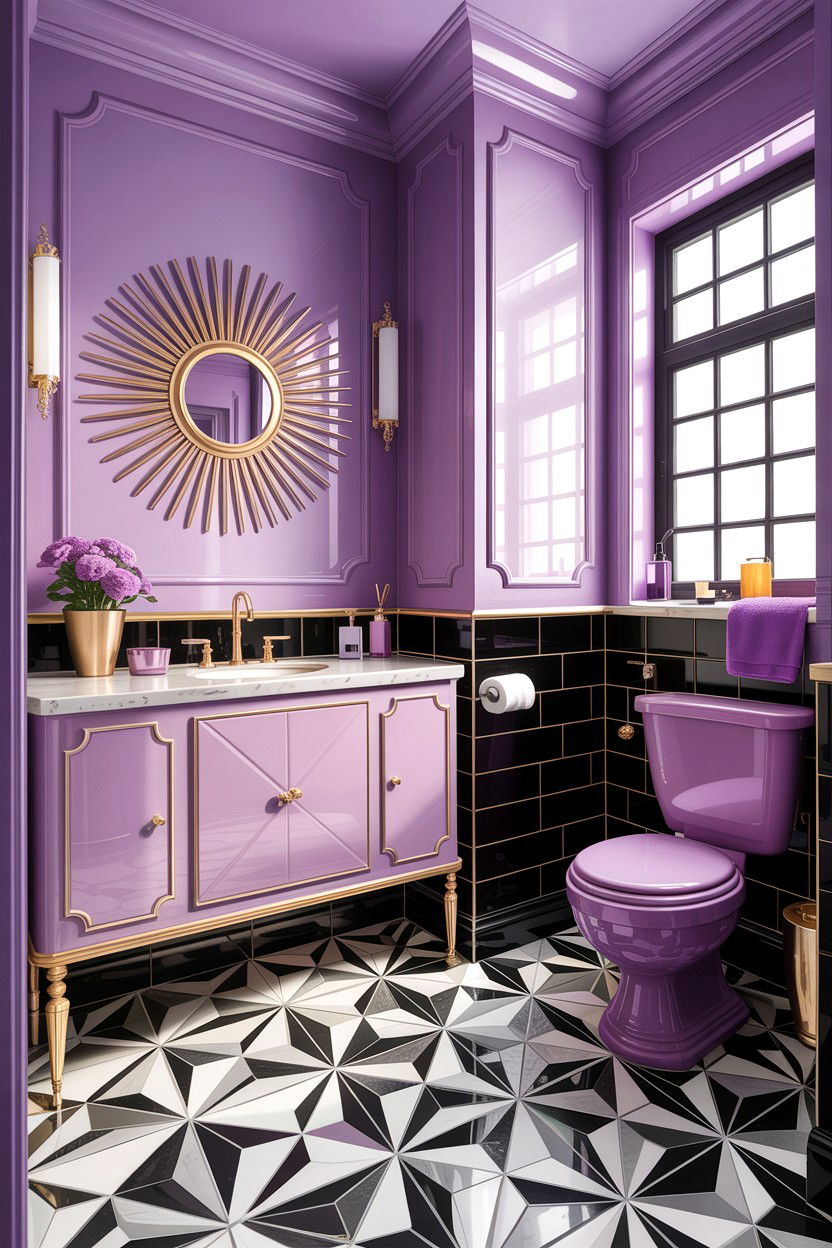 Lilac Art Deco Bathroom - 30 lilac bathroom ideas