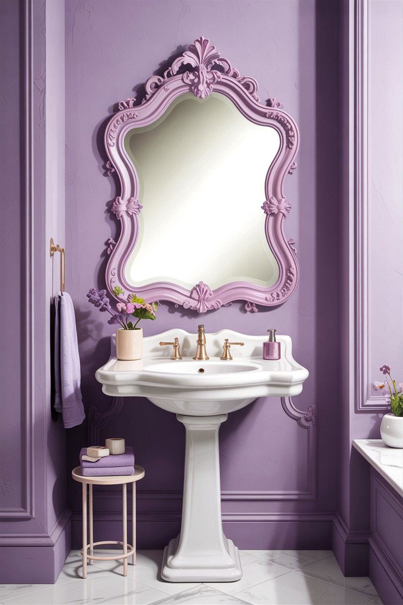 Lilac Bathroom Mirror - 30 lilac bathroom ideas