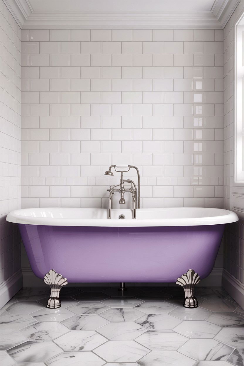 Lilac Clawfoot Tub - 30 lilac bathroom ideas