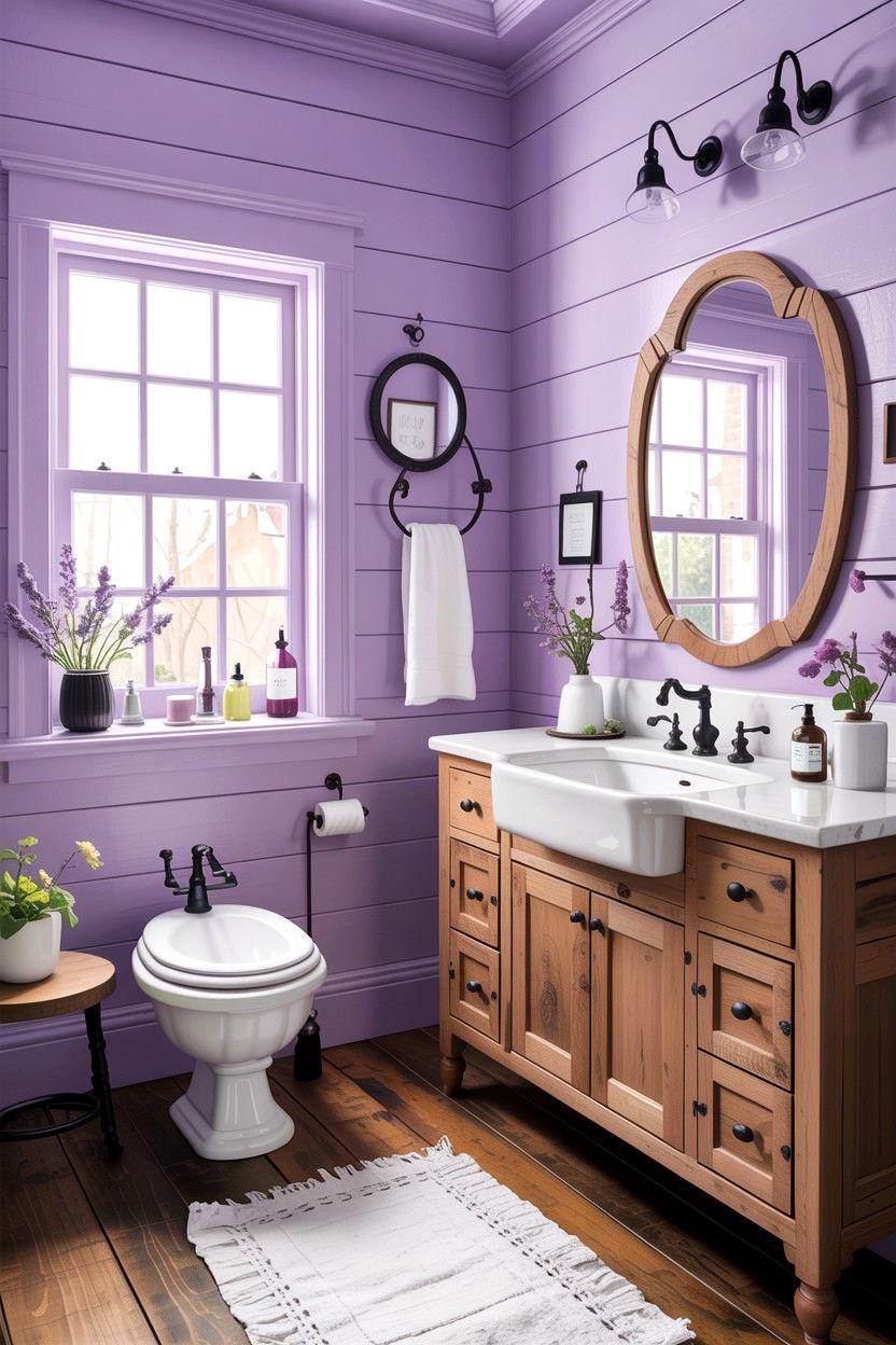 Lilac Farmhouse Bathroom - 30 lilac bathroom ideas