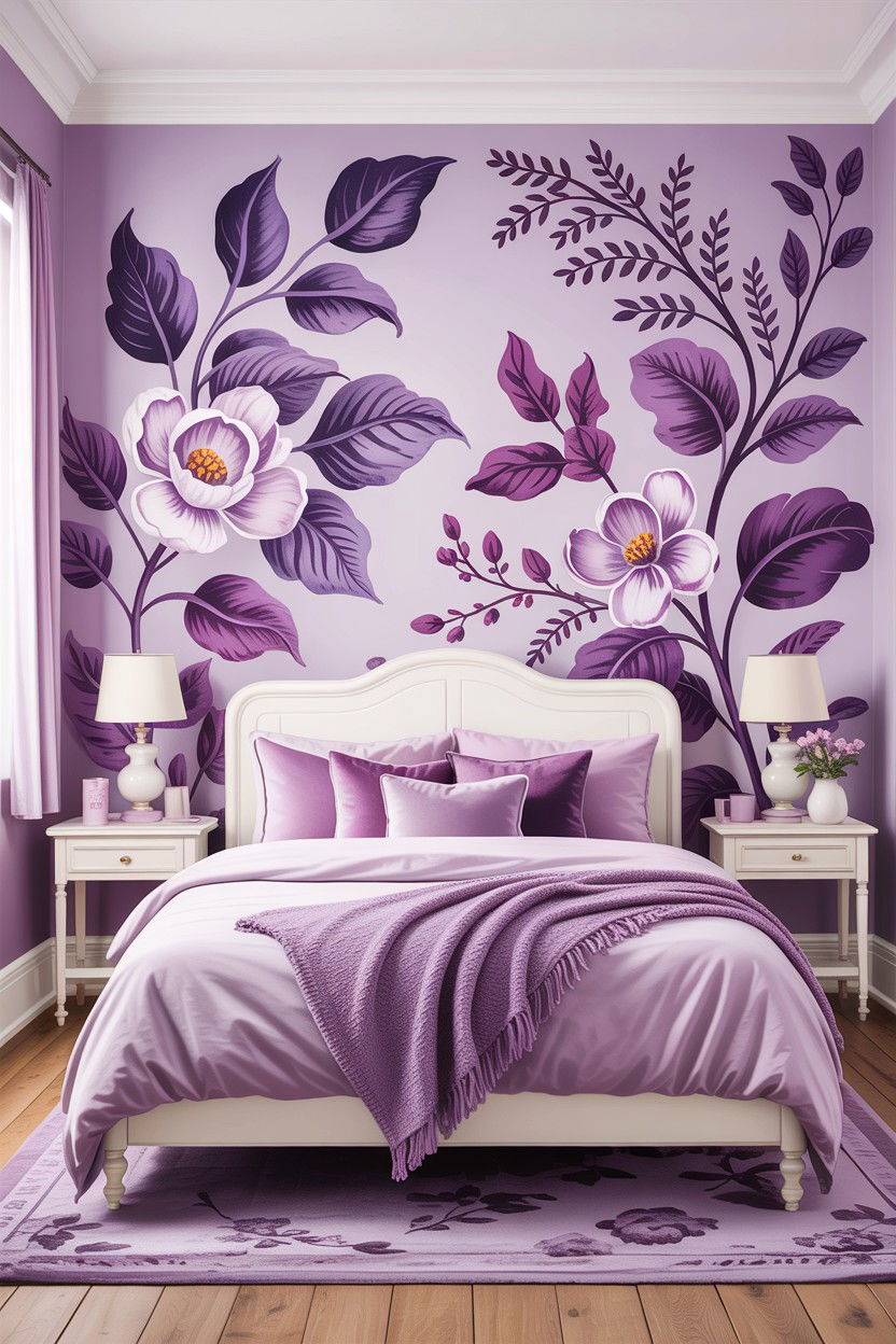 Lilac Floral Bedroom - 30 lilac bedroom ideas