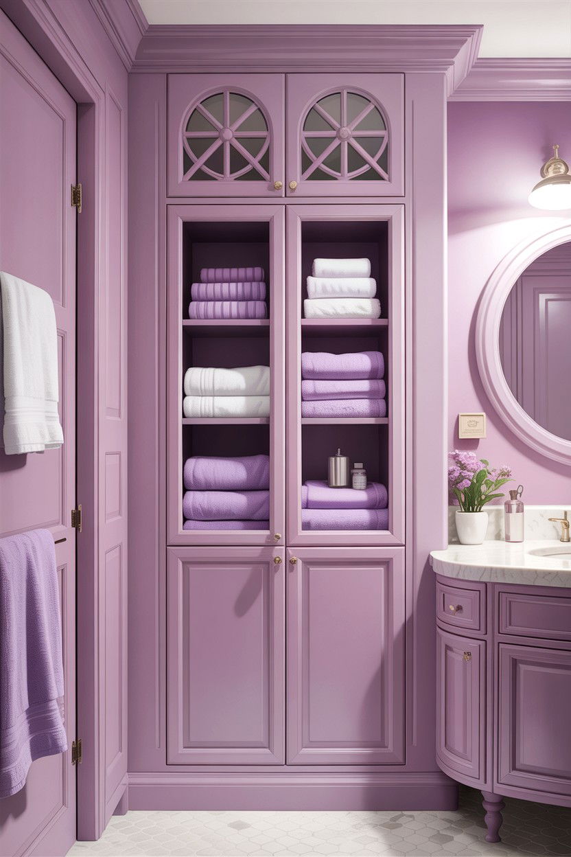 Lilac Linen Storage - 30 lilac bathroom ideas