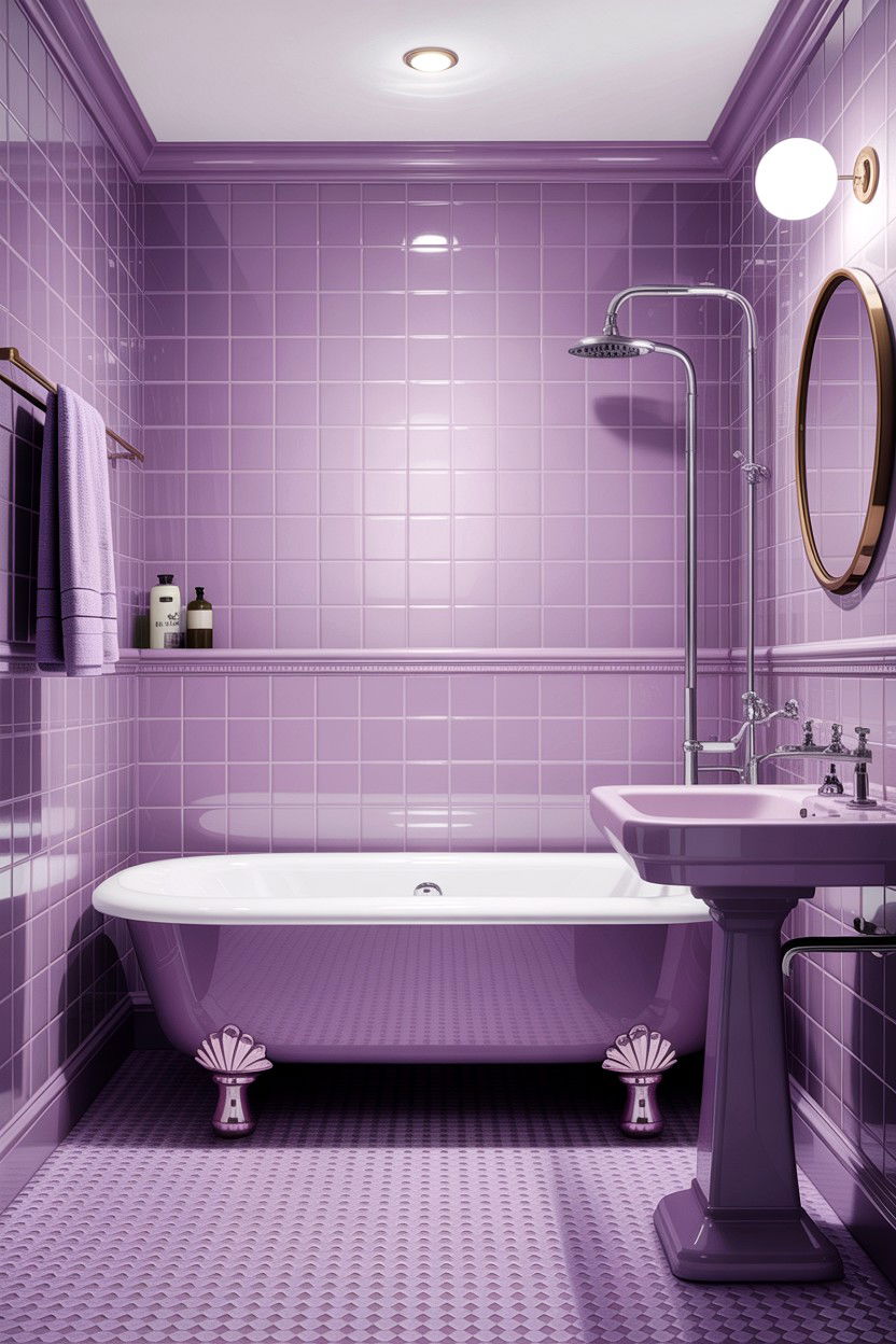 Lilac Retro Bathroom - 30 lilac bathroom ideas
