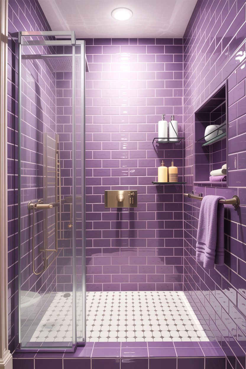 Lilac Subway Tile - 30 lilac bathroom ideas