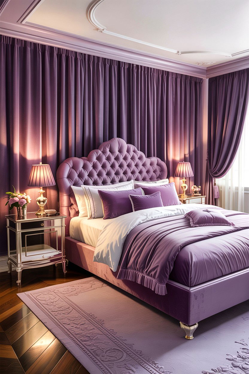 Lilac Velvet Bedroom - 30 lilac bedroom ideas