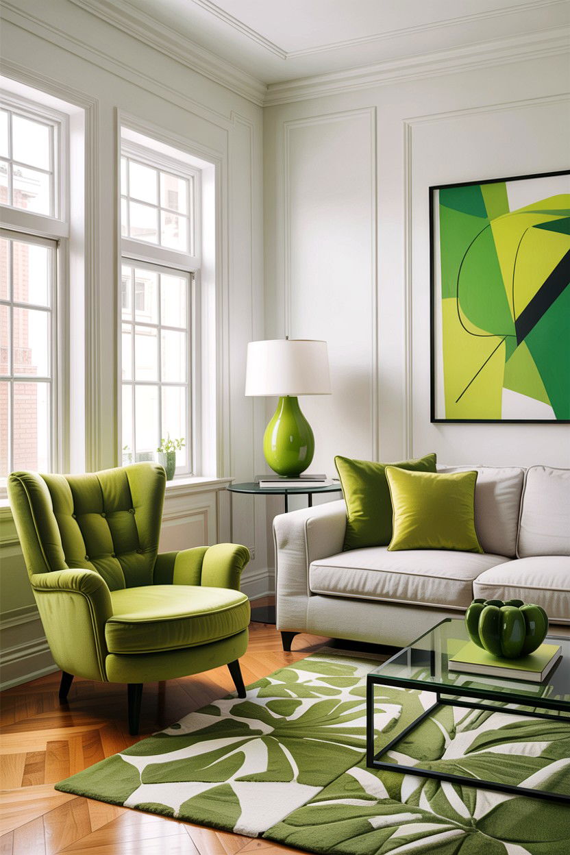 Lime Green White Living Room - 30 green and white living room ideas