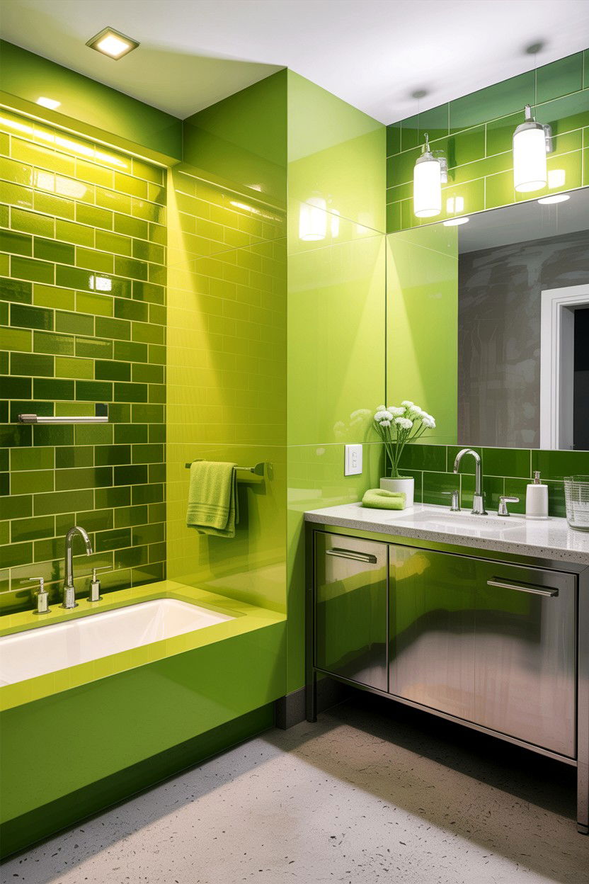 Lime green bathroom - 30 green bathroom design ideas