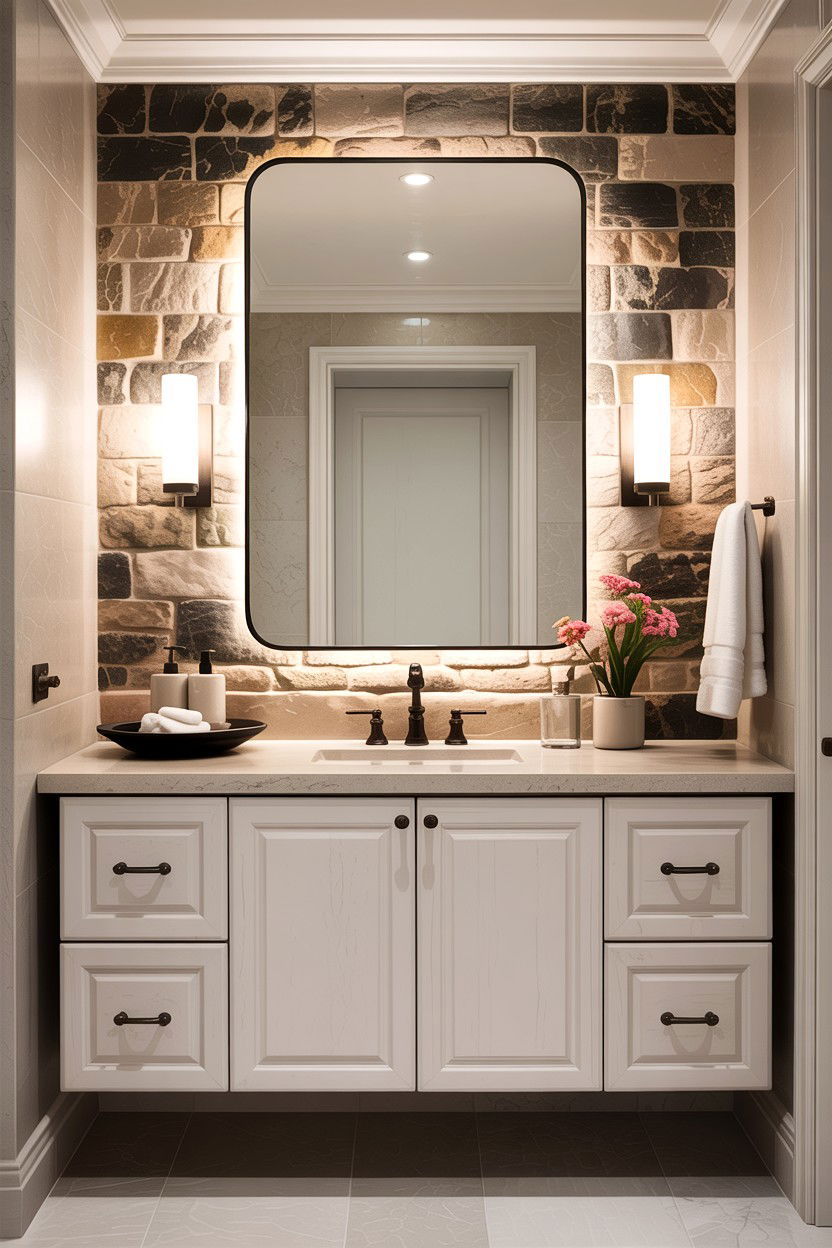 Limestone Backsplash Accent Bathroom - 30 limestone bathroom ideas