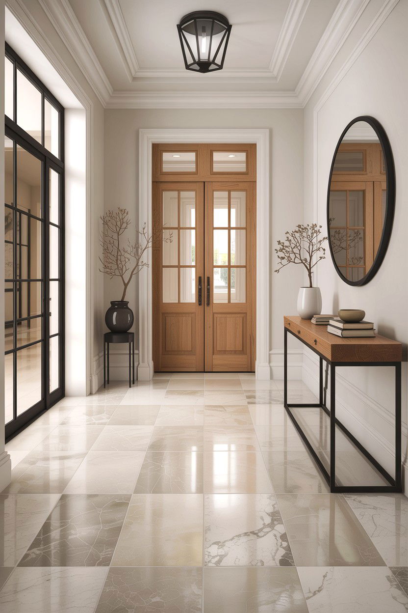 Limestone Entryway Floor - 30 stone accent ideas