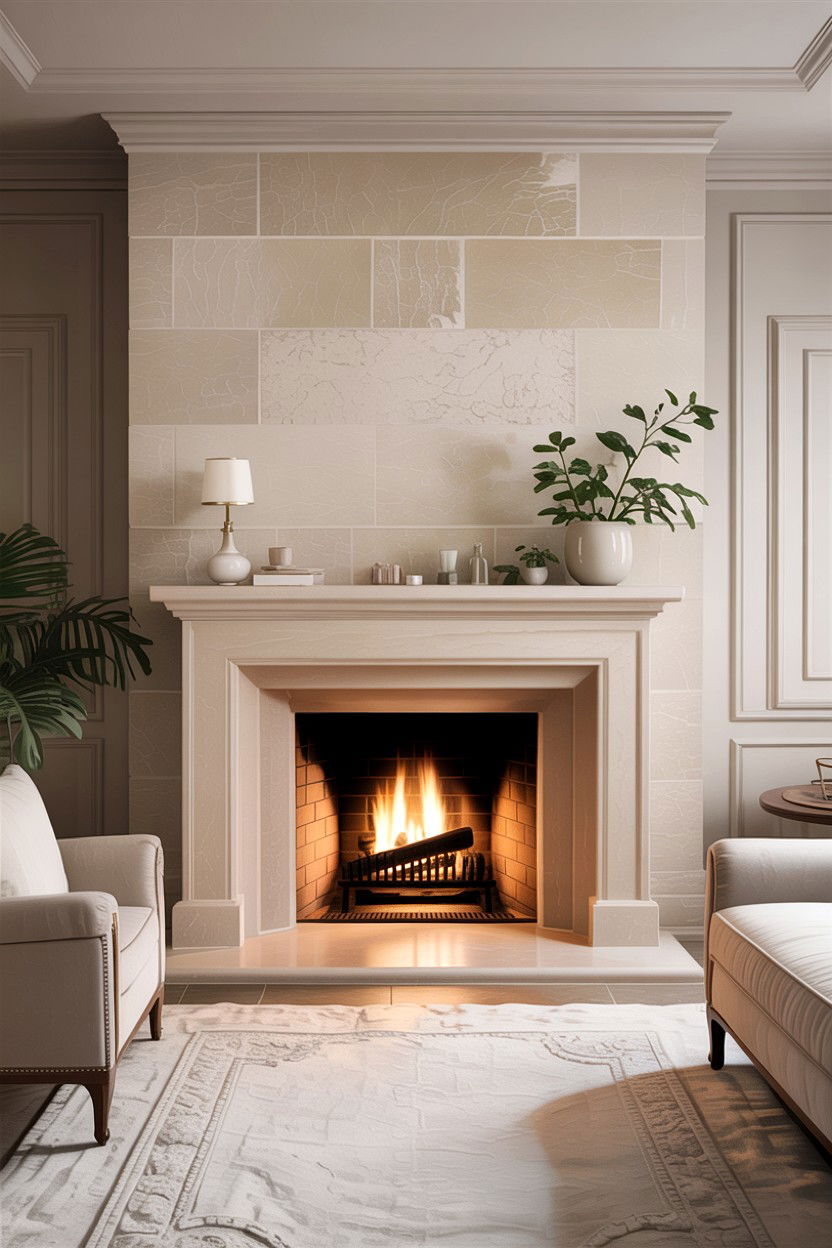 Limestone Fireplace Surround - 30 living room fireplace surround ideas