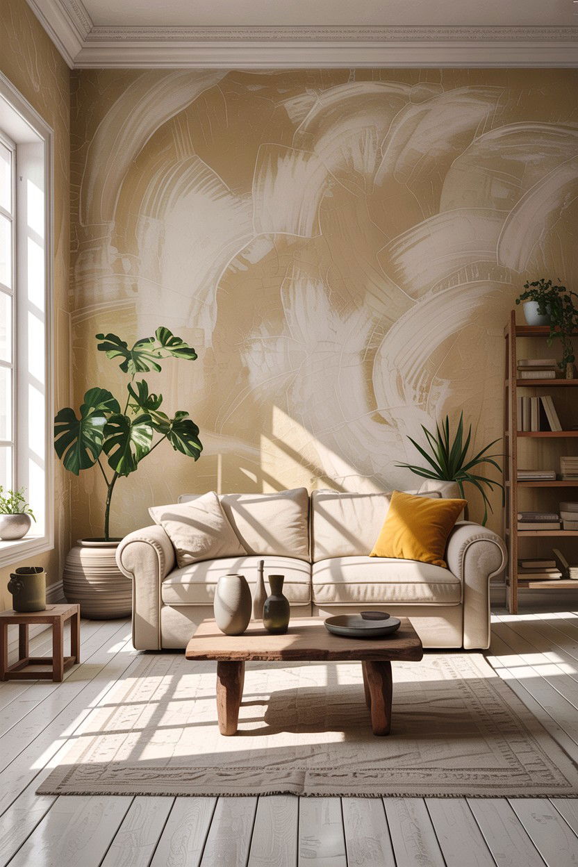 Limewash wall finish - 30 DIY living room ideas