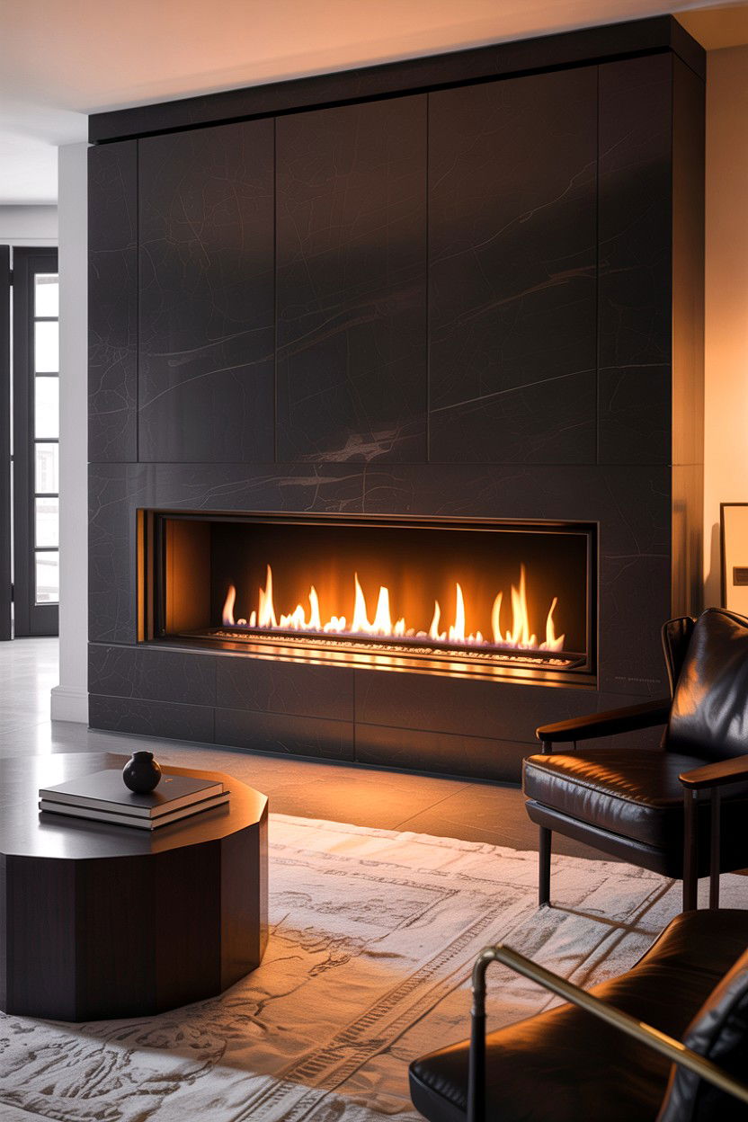 Linear fireplace insert - 30 living room fireplace insert ideas