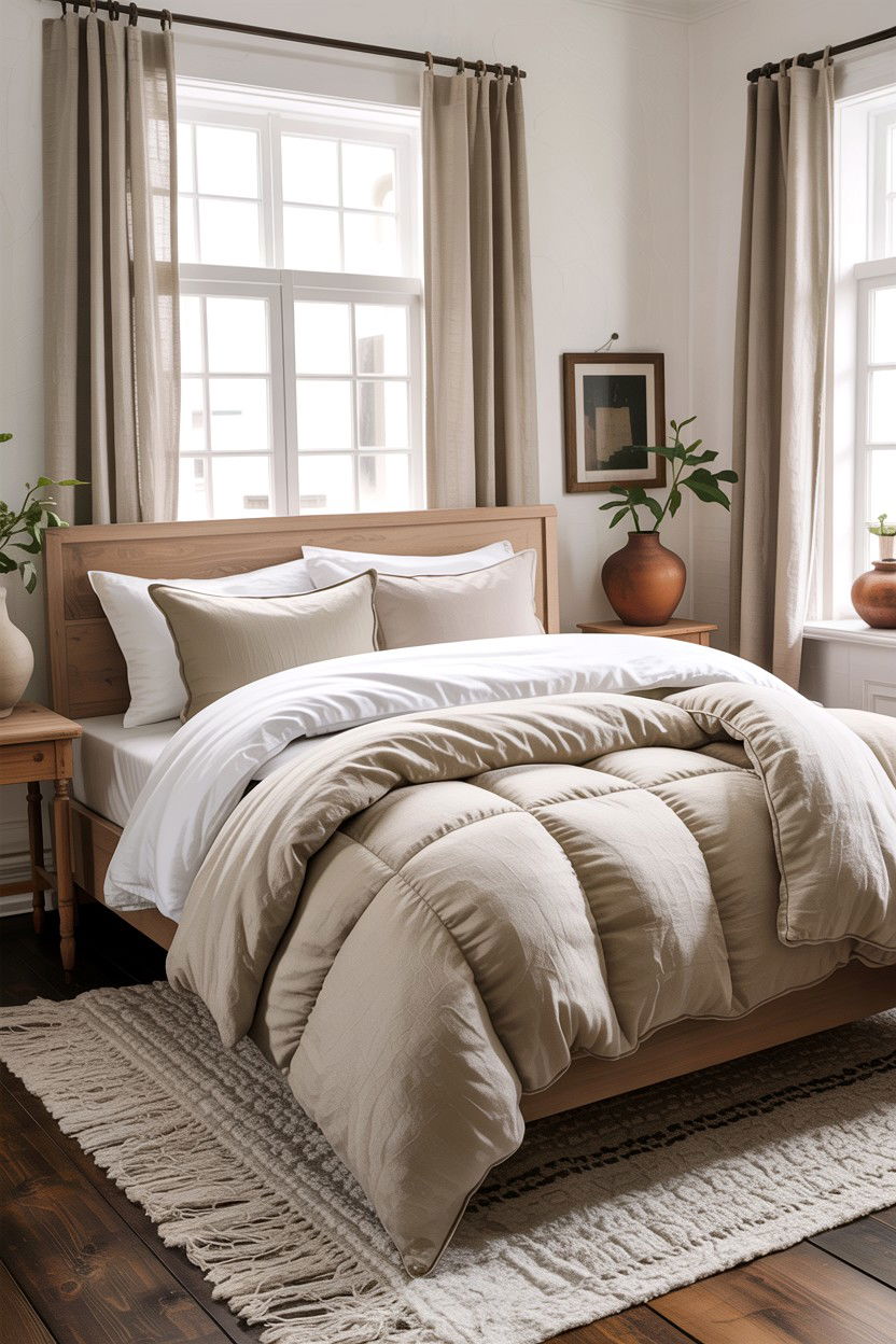 Linen Blend Neutral Comforter - 30 bedroom comforter sets