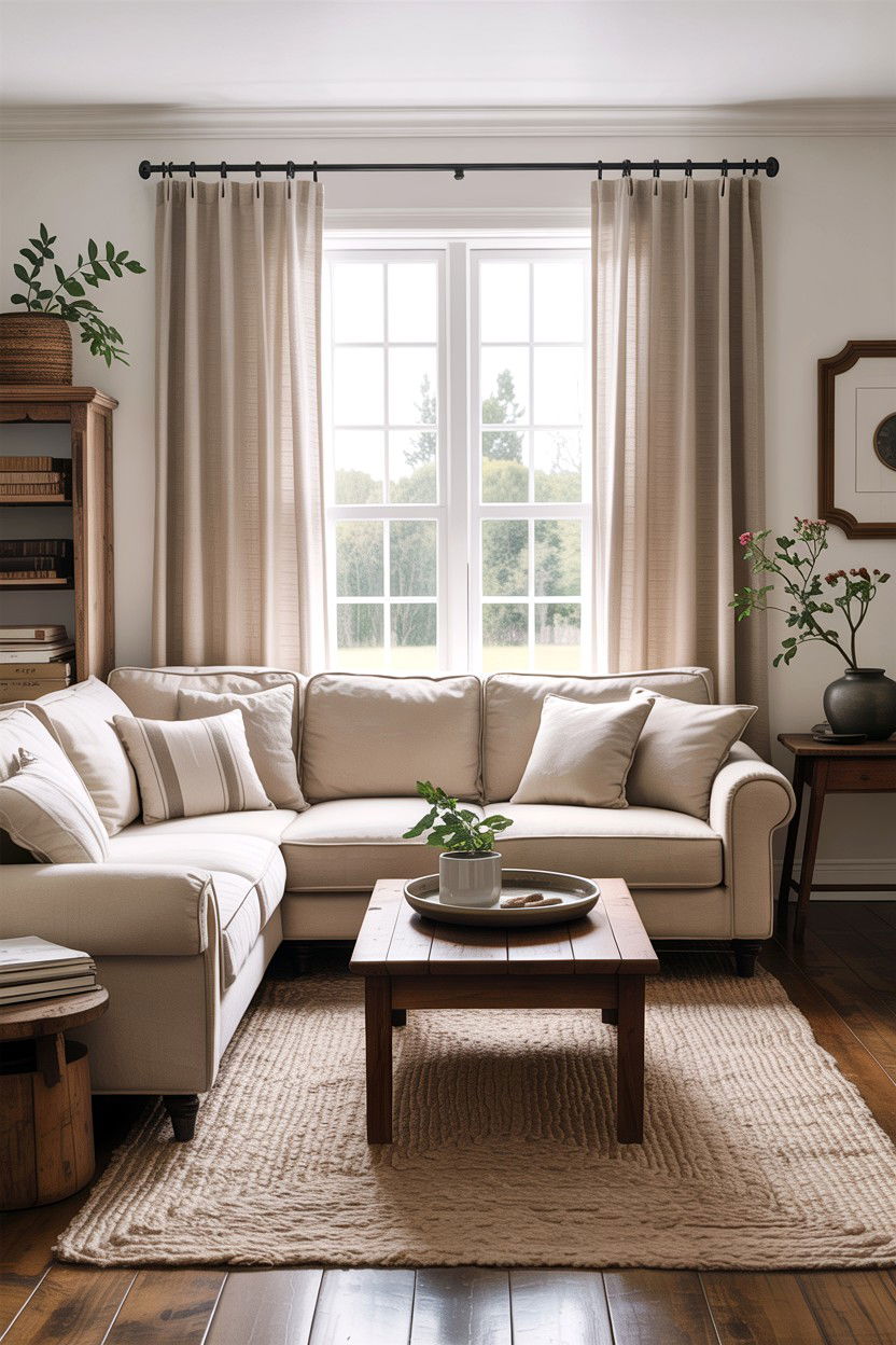 Linen beige curtains - 30 living room curtains