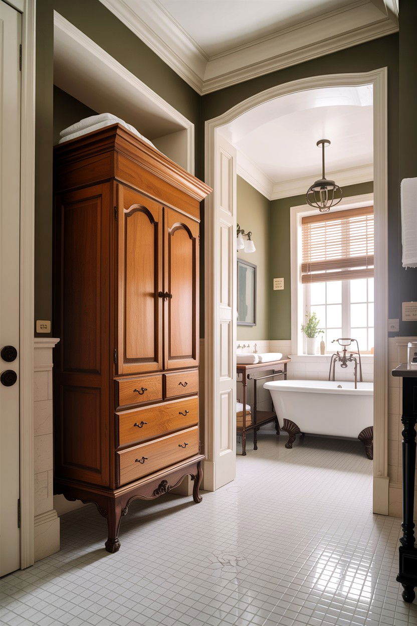 Linen press - 30 antique bathroom ideas