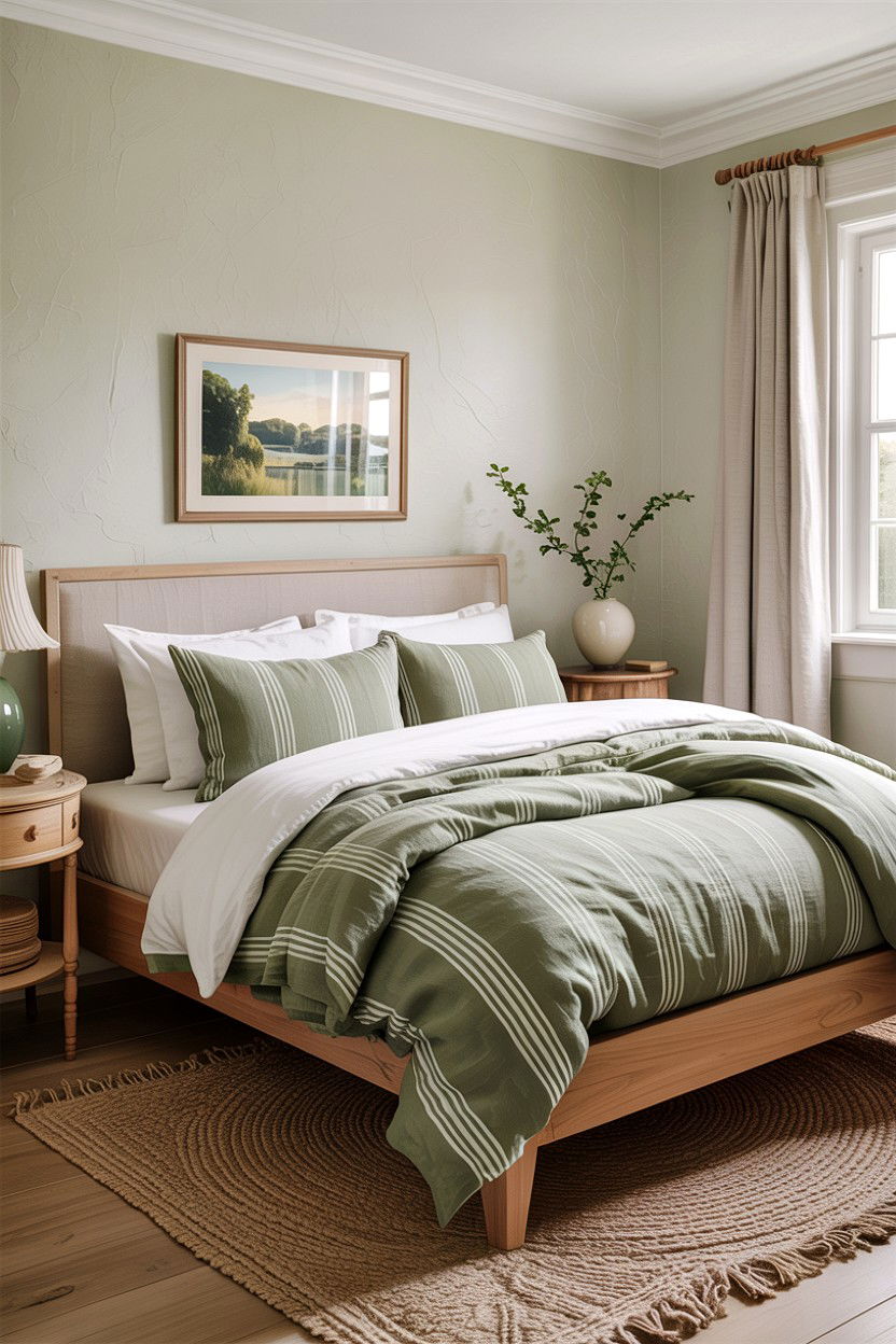 Linen striped bedding - 30 bedroom striped bedding ideas