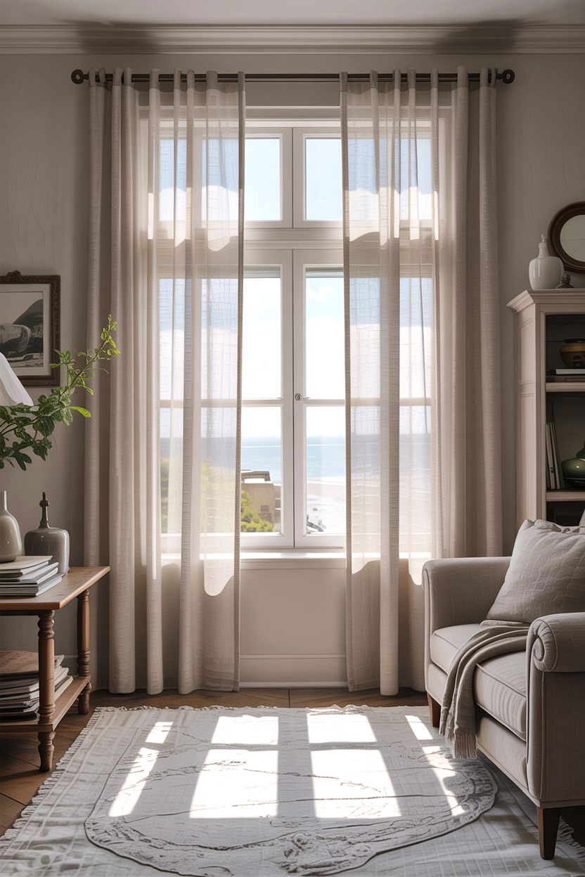 Linen window curtain - 30 handcrafted living room ideas