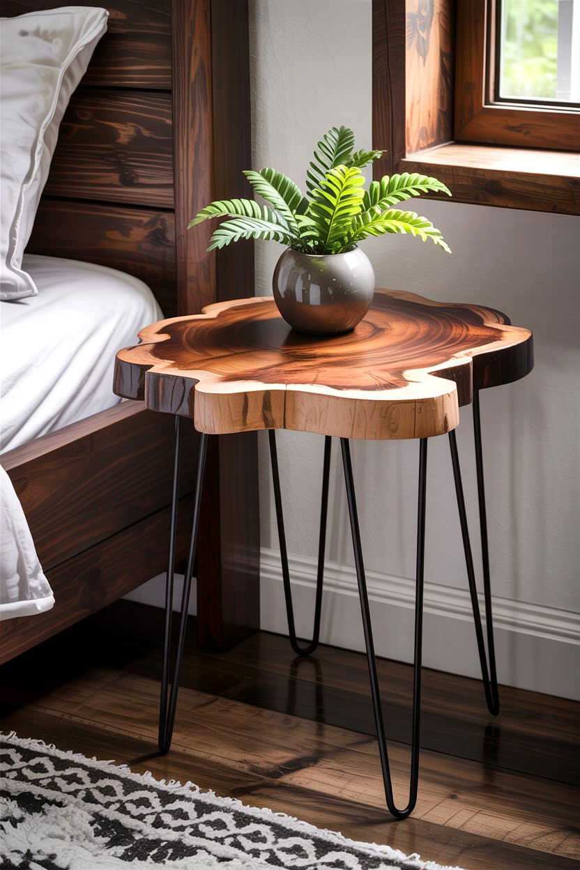 Live Edge Bedside Table - 30 bedroom rustic nightstands