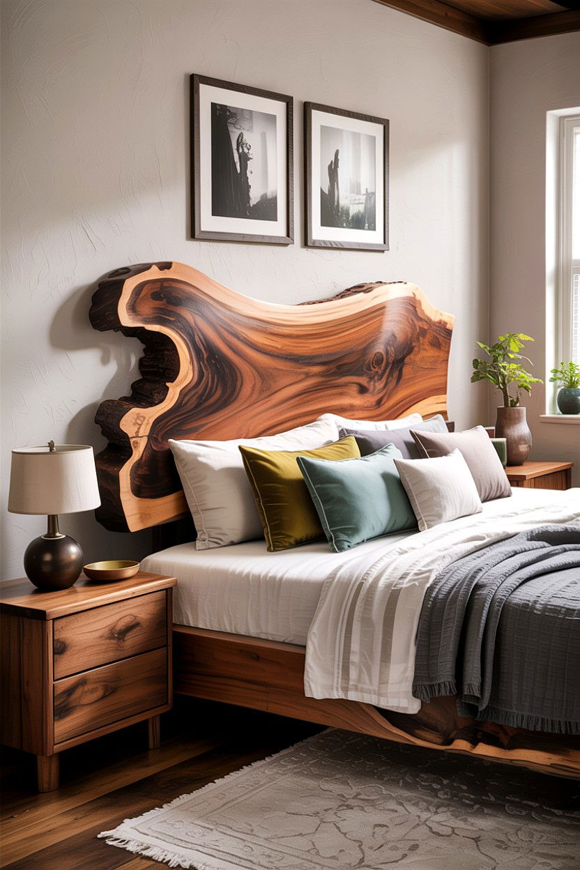 Live Edge Wood Headboard - 30 bedroom headboards