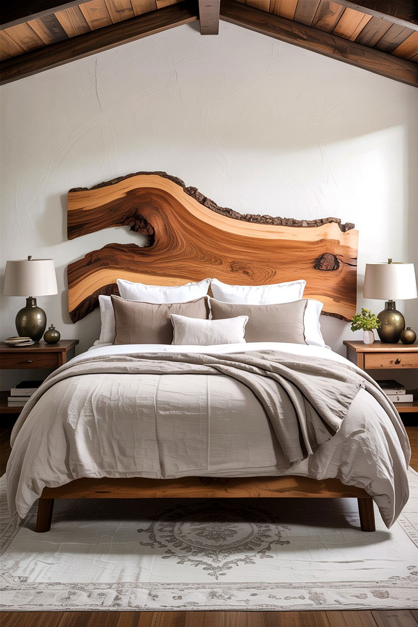 Live Edge Wood Headboard - 30 bedroom wooden headboards