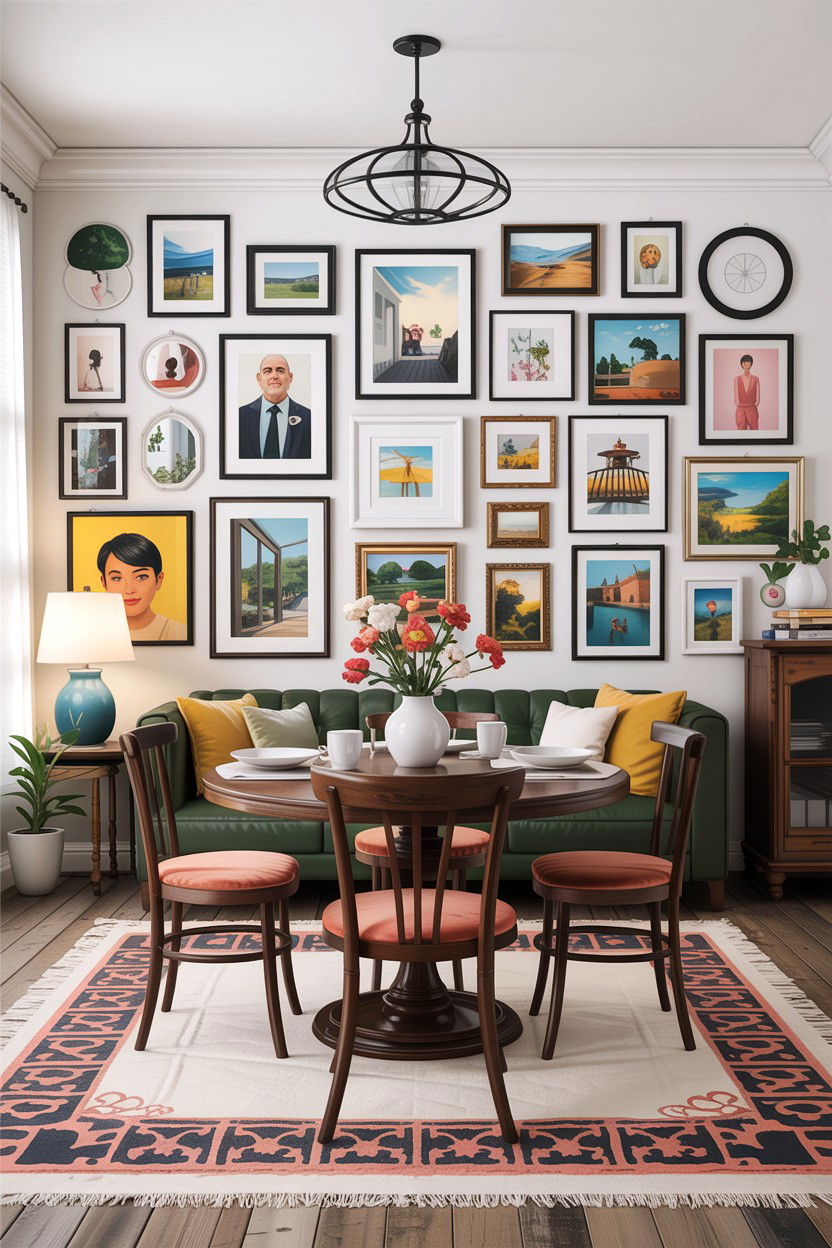 Living room dining room combo with gallery wall - 30 living room dining room combo ideas