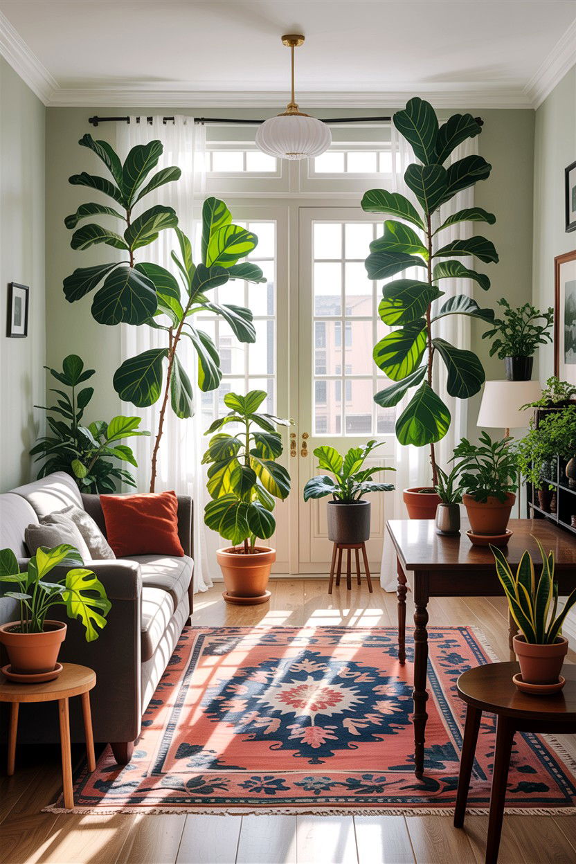 Living room dining room combo with indoor plants - 30 living room dining room combo ideas