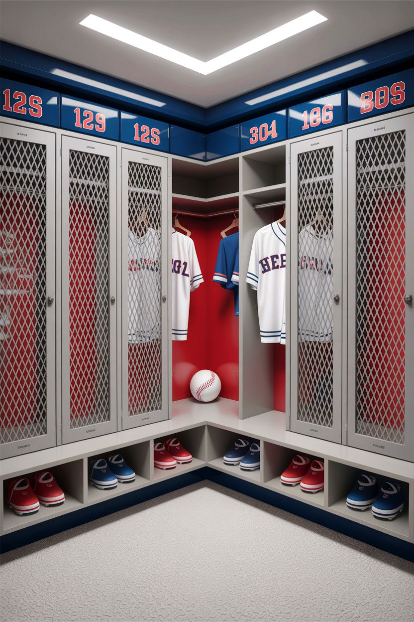 Locker Room Closet - 30 baseball bedroom ideas