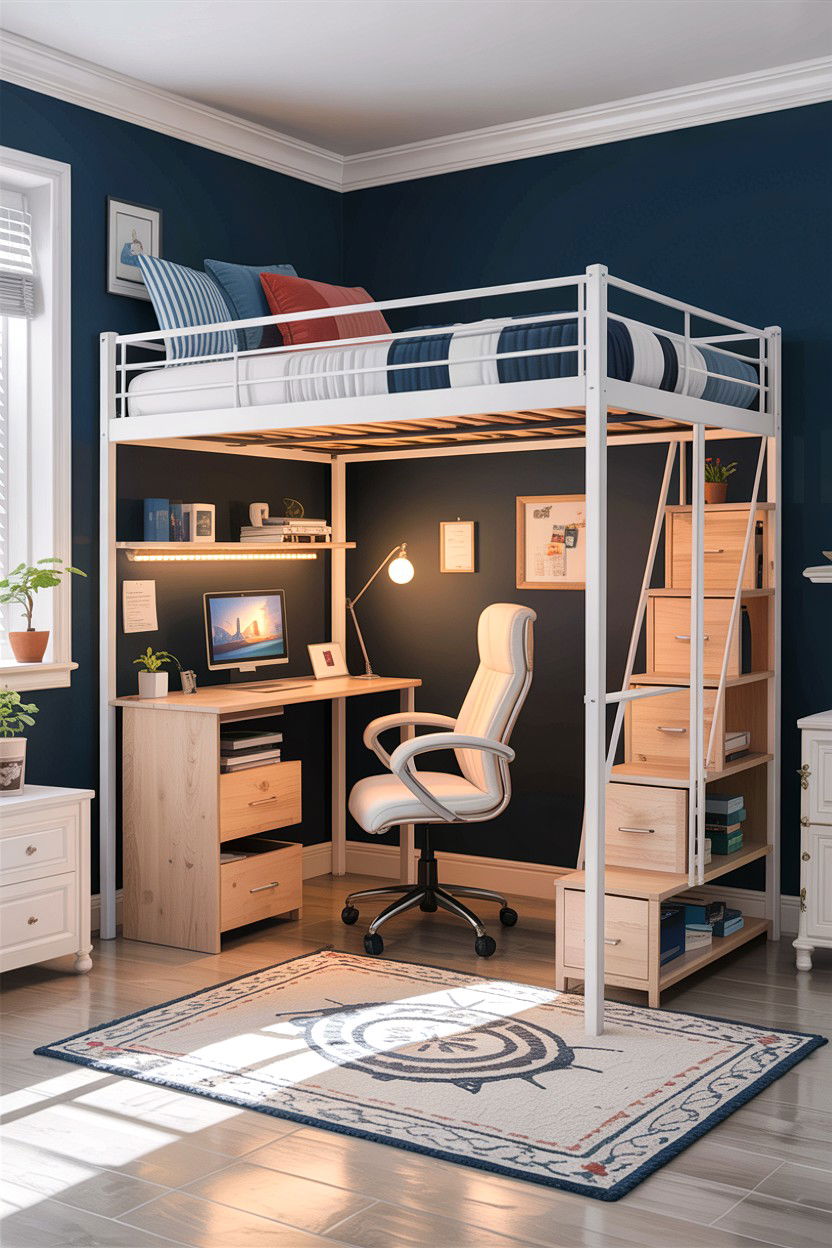 Loft Bed Desk - 30 bedroom home office ideas