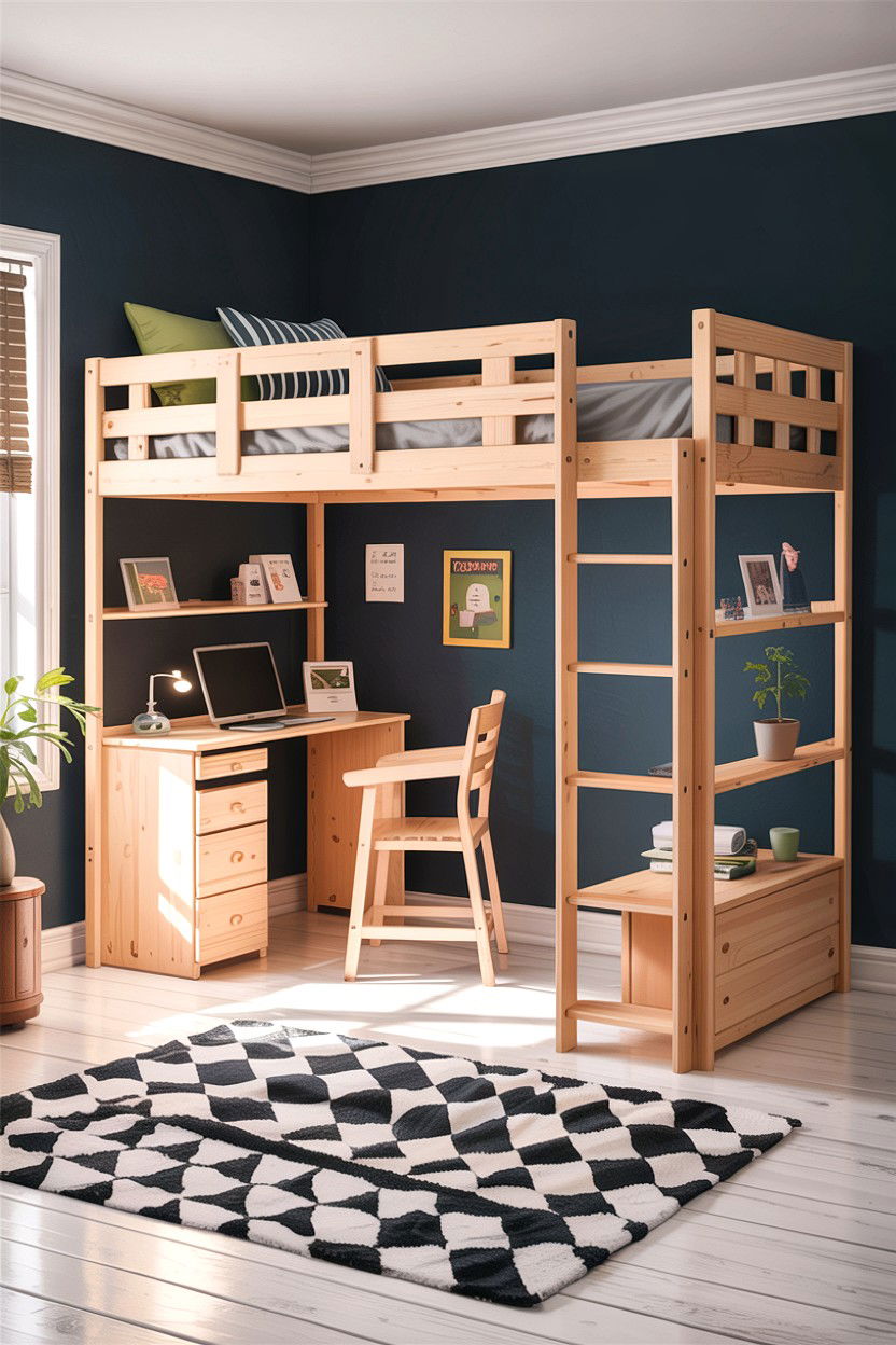 Loft Bed With Desk - 30 bedroom concealed storage ideas